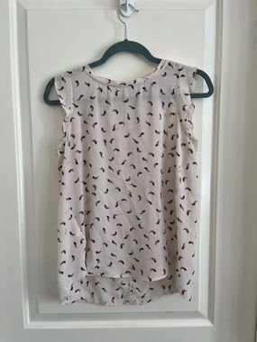 Loft sheer feather print blouse size xsp